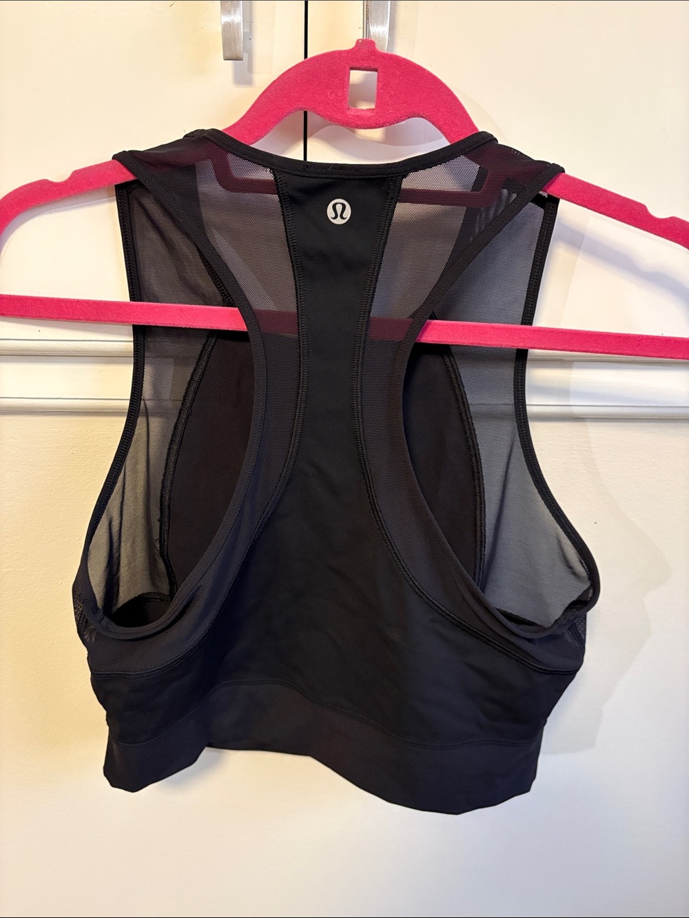 Lululemon Black Cropped Tank Top with Mesh Details (Size 10)